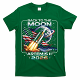 Artemis Back To The Moon 2026 USA Flag T-Shirt - Green