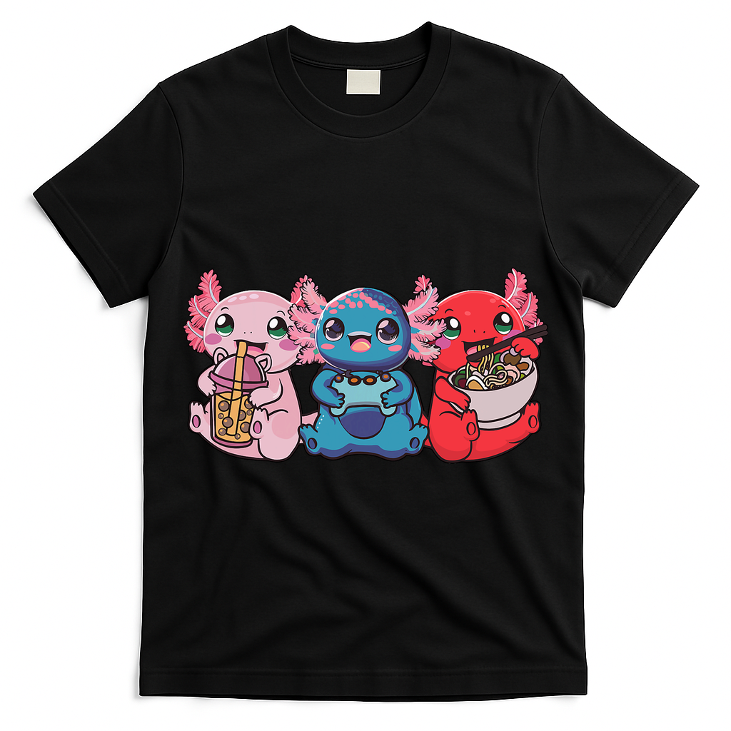 Axolotl Boba Tea Bubble Tea Gaming Gamer Ramen Axolotl  T-Shirt