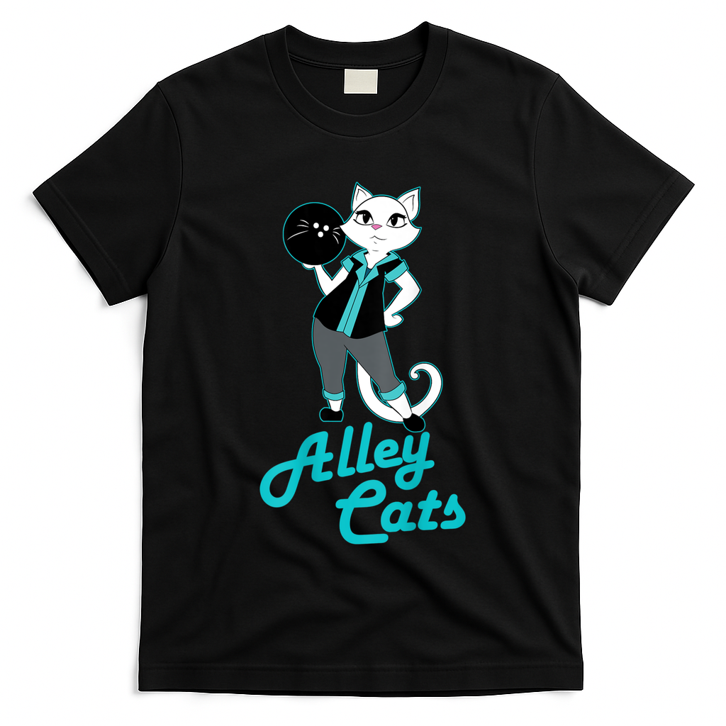 Alley Cats Bowling Team Ladies Backside Print T-Shirt