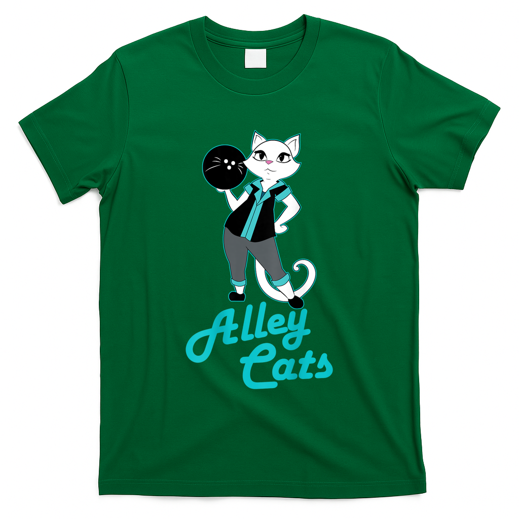 Alley Cats Bowling Team Ladies Backside Print T-Shirt