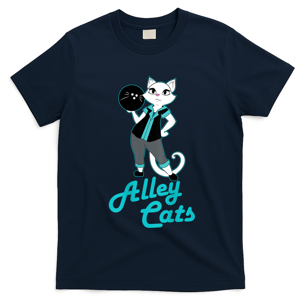 Alley Cats Bowling Team Ladies Backside Print T-Shirt