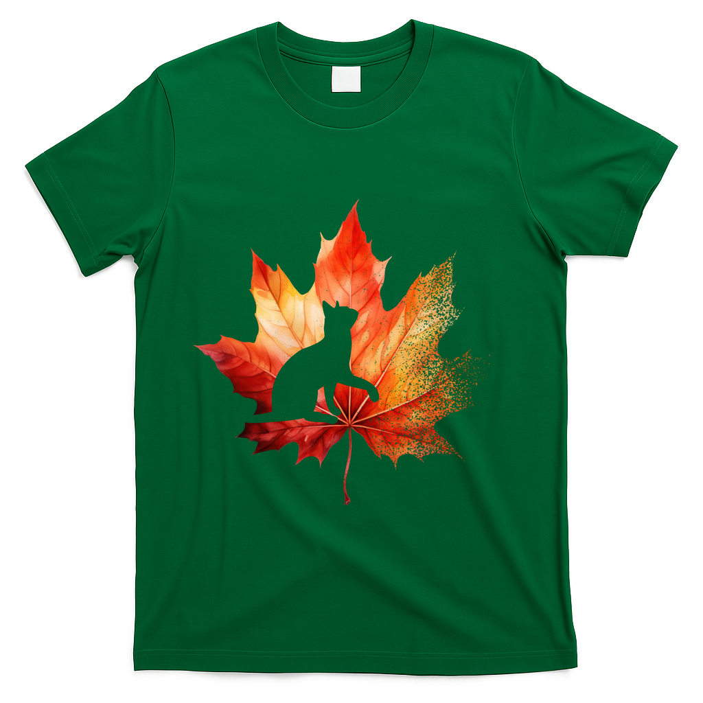 Autumn Cat Fall Lover T-Shirt - Green