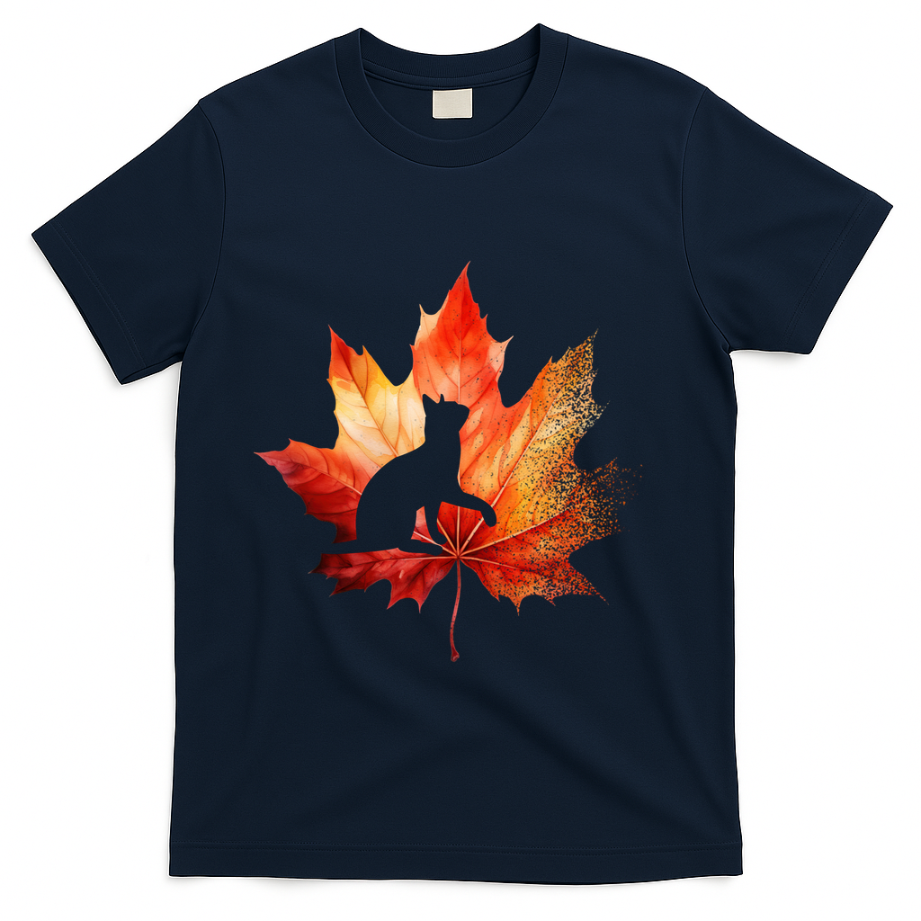 Autumn Cat Fall Lover T-Shirt - Navy