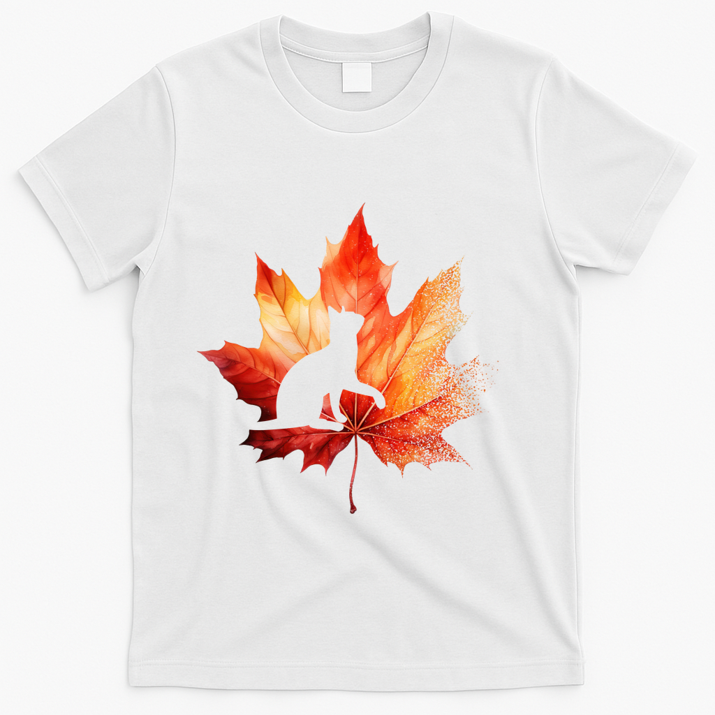 Autumn Cat Fall Lover T-Shirt - White