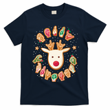 Asl Christmas Reindeer American Sign Language Gingerbread T-Shirt - Navy Blue