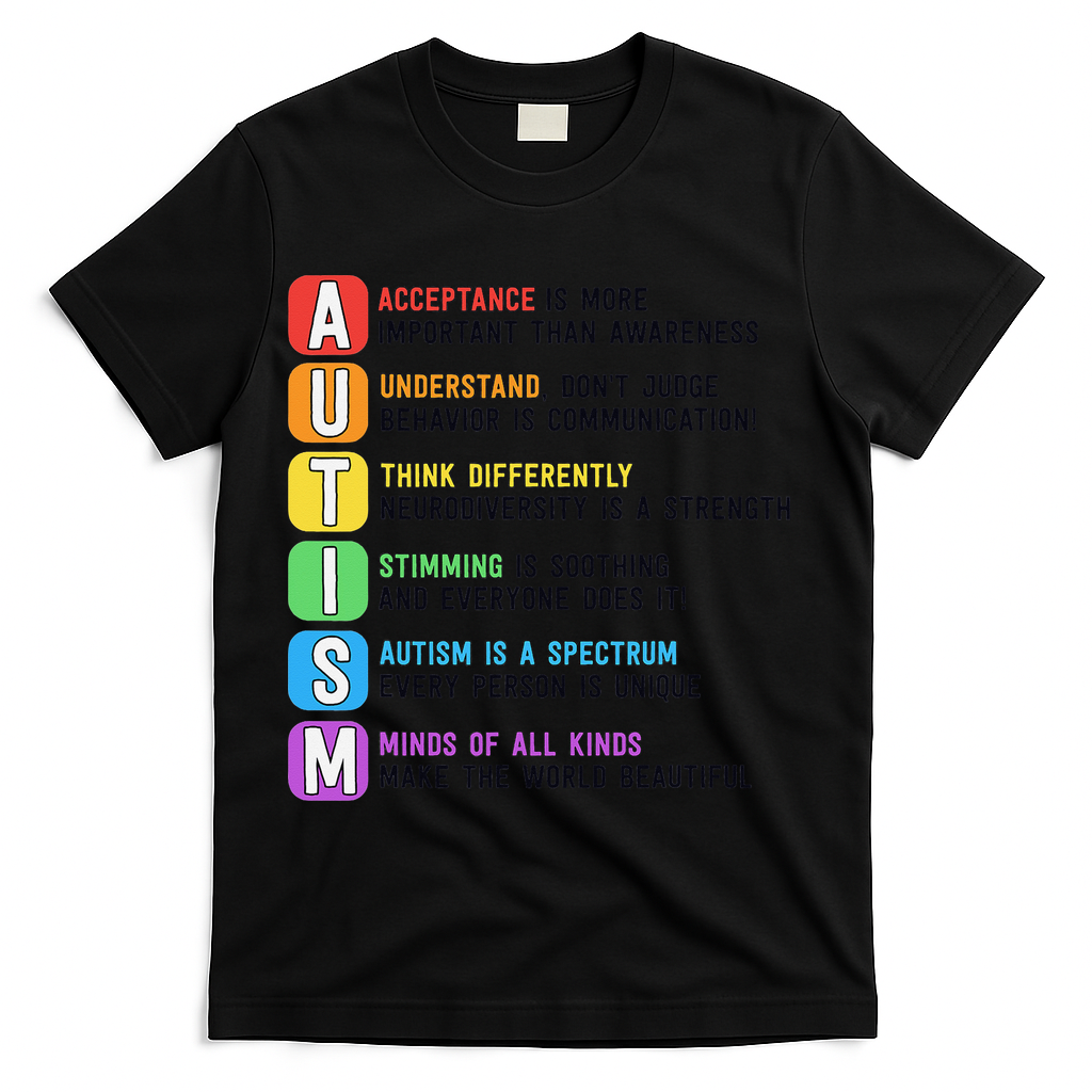 Autism Definitions Chart Special Ed Teacher Neurodiversity T-Shirt - Black