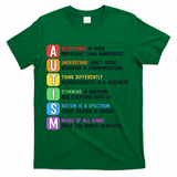 Autism Definitions Chart Special Ed Teacher Neurodiversity T-Shirt - Green