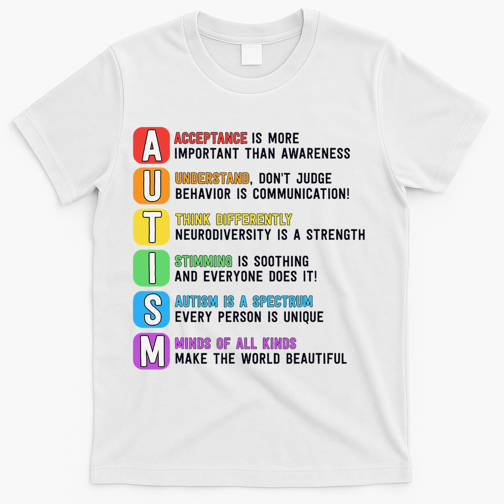Autism Definitions Chart Special Ed Teacher Neurodiversity T-Shirt - White