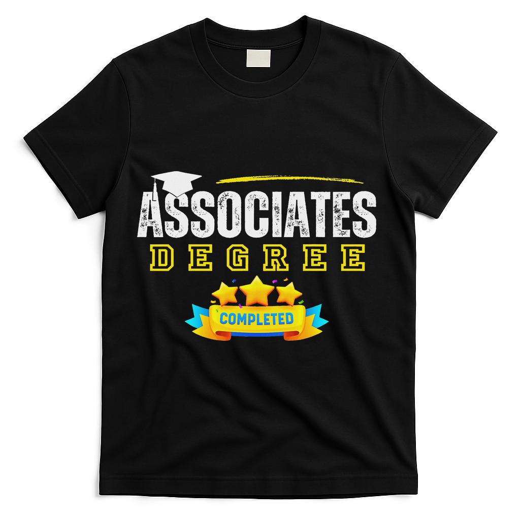 Associates Degree Graduation Senior Celebration Grad Party T-Shirt - Black