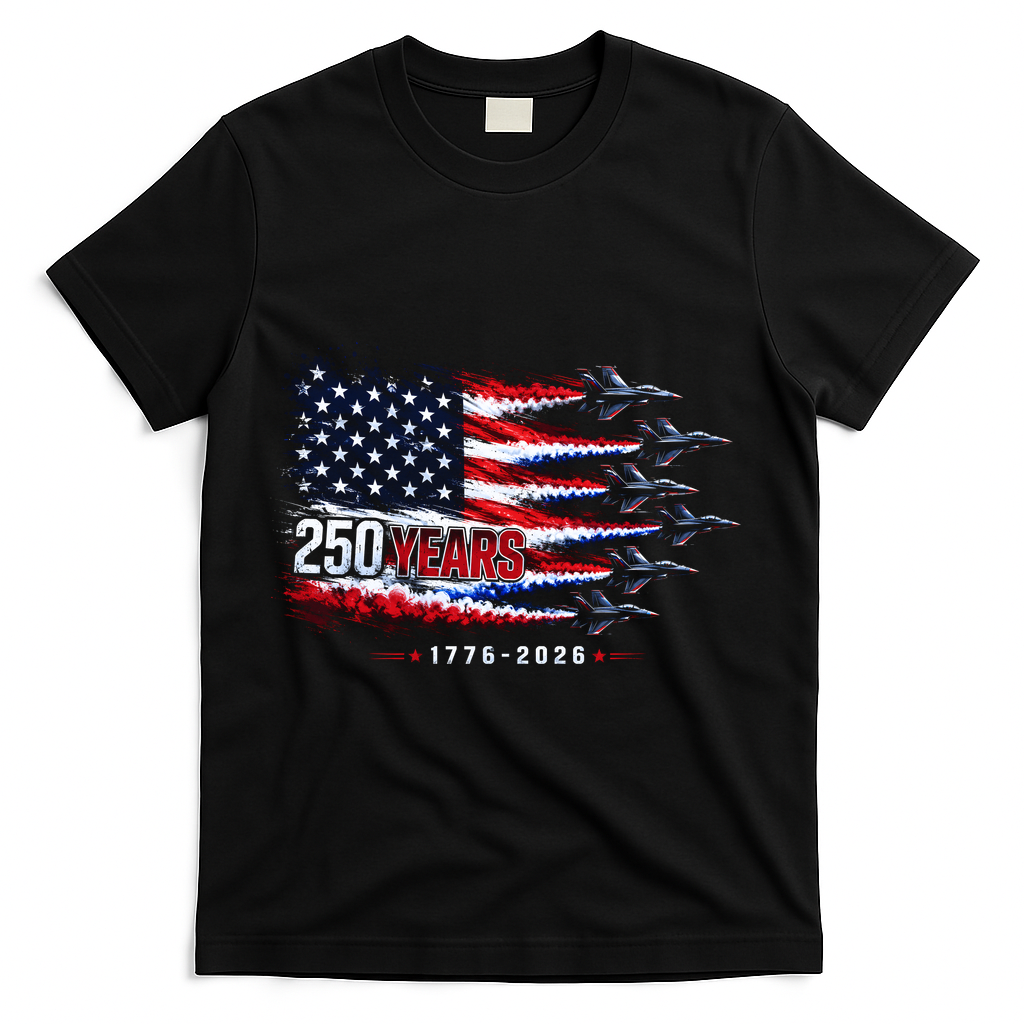 Air Force 250 Years USA Flag 250th Anniversary  T-Shirt - Black