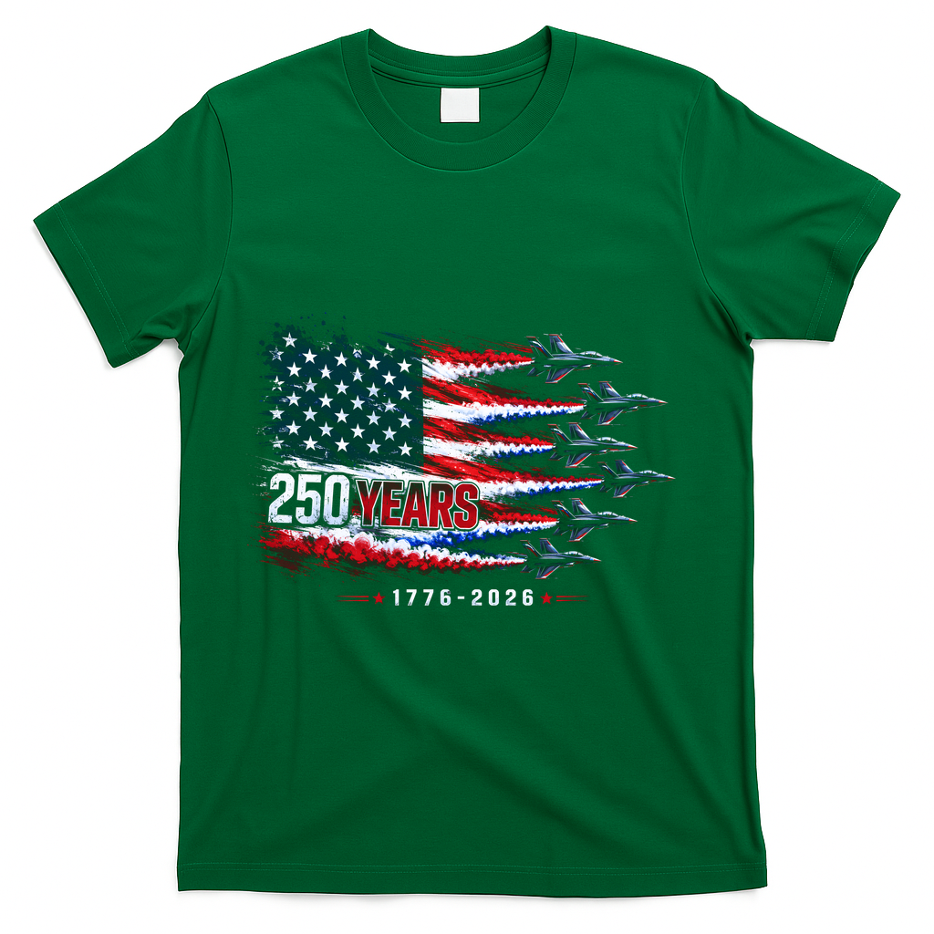 Air Force 250 Years USA Flag 250th Anniversary  T-Shirt - Green