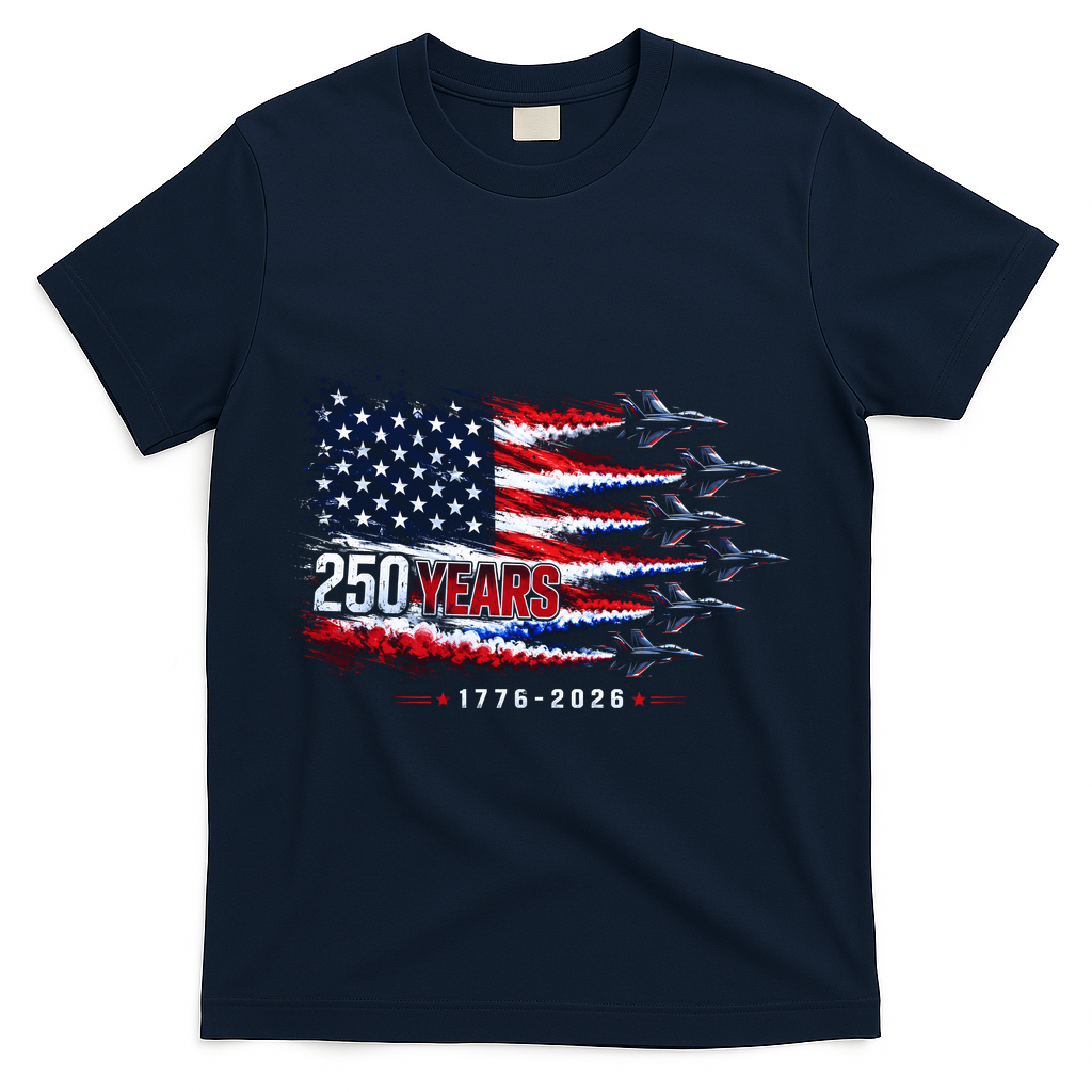 Air Force 250 Years USA Flag 250th Anniversary  T-Shirt - Navy