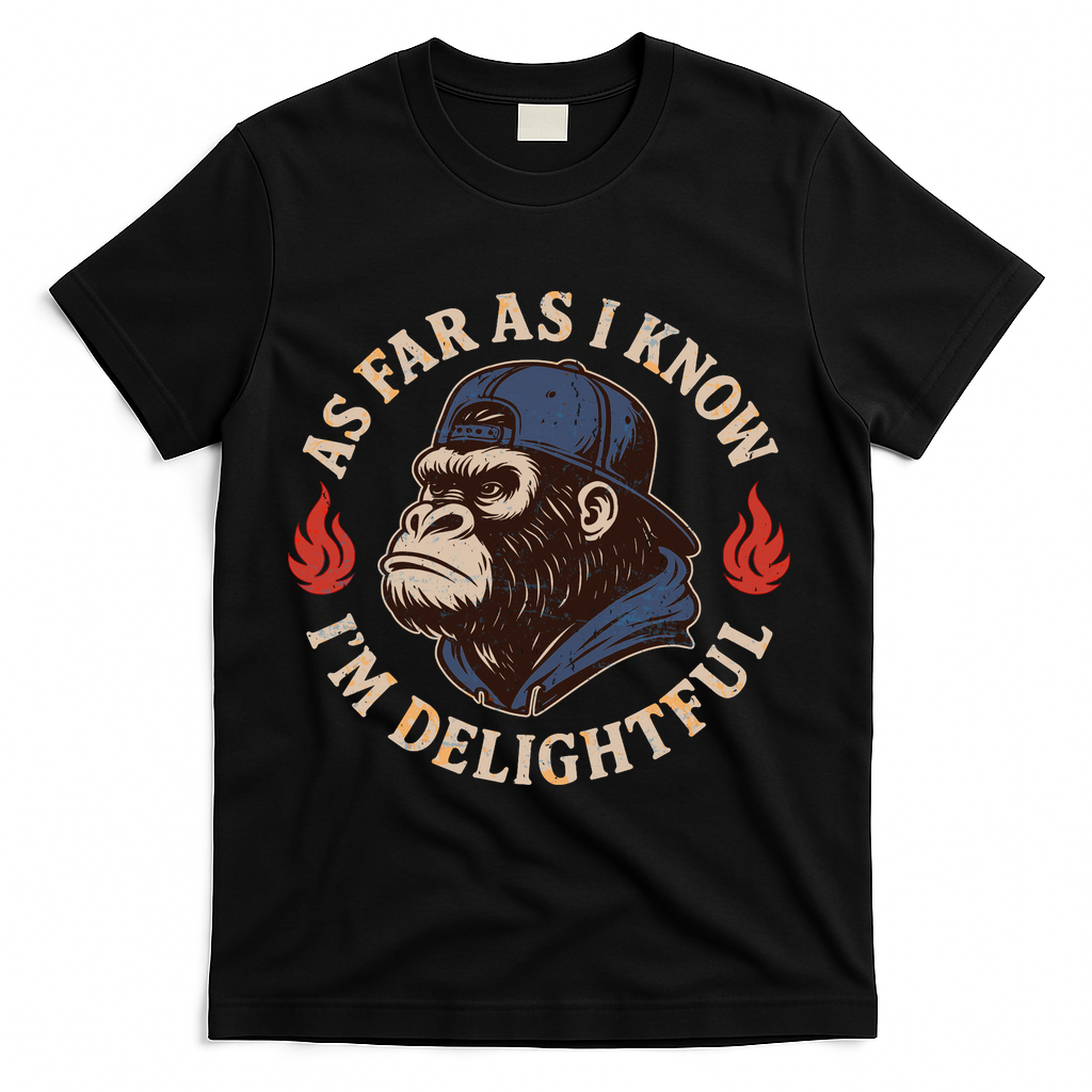 As Far As I Know I'm Delightful Gorilla T-Shirt - Black