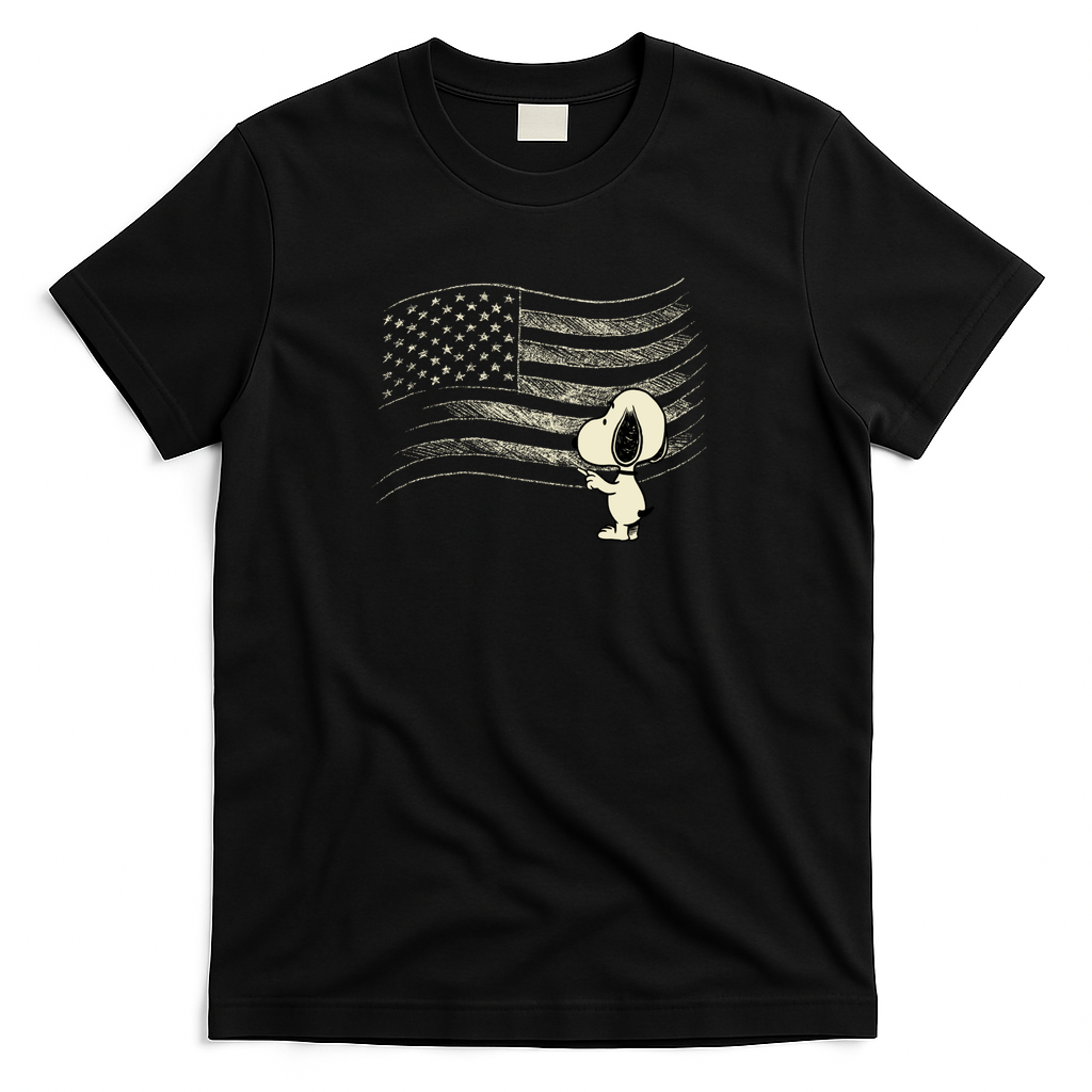 American Flag Chalk Beagle by Tobe Fonseca - Black