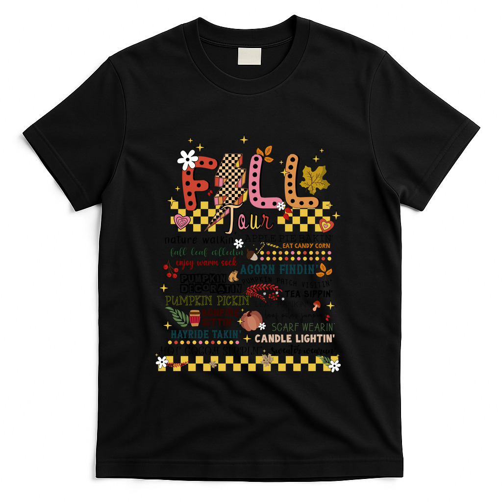 Autumn Fall Graphic T-Shirt - Black