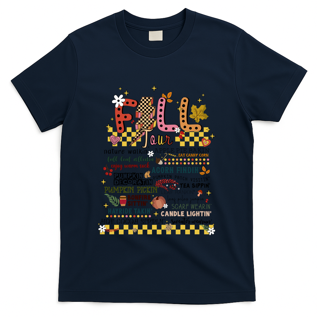 Autumn Fall Graphic T-Shirt - Navy