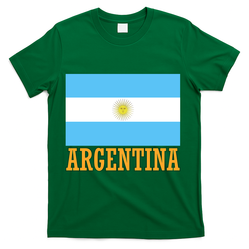Argentina Flag Graphic Vintage T-Shirt - Green