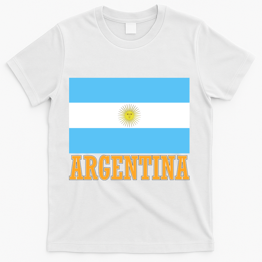Argentina Flag Graphic Vintage T-Shirt - White