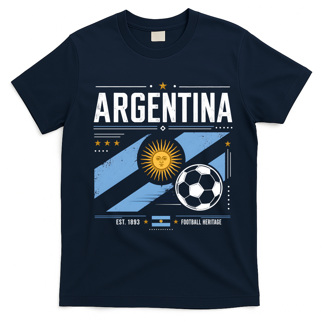 Argentina Football Heritage Vintage Soccer T-Shirt - Navy Blue