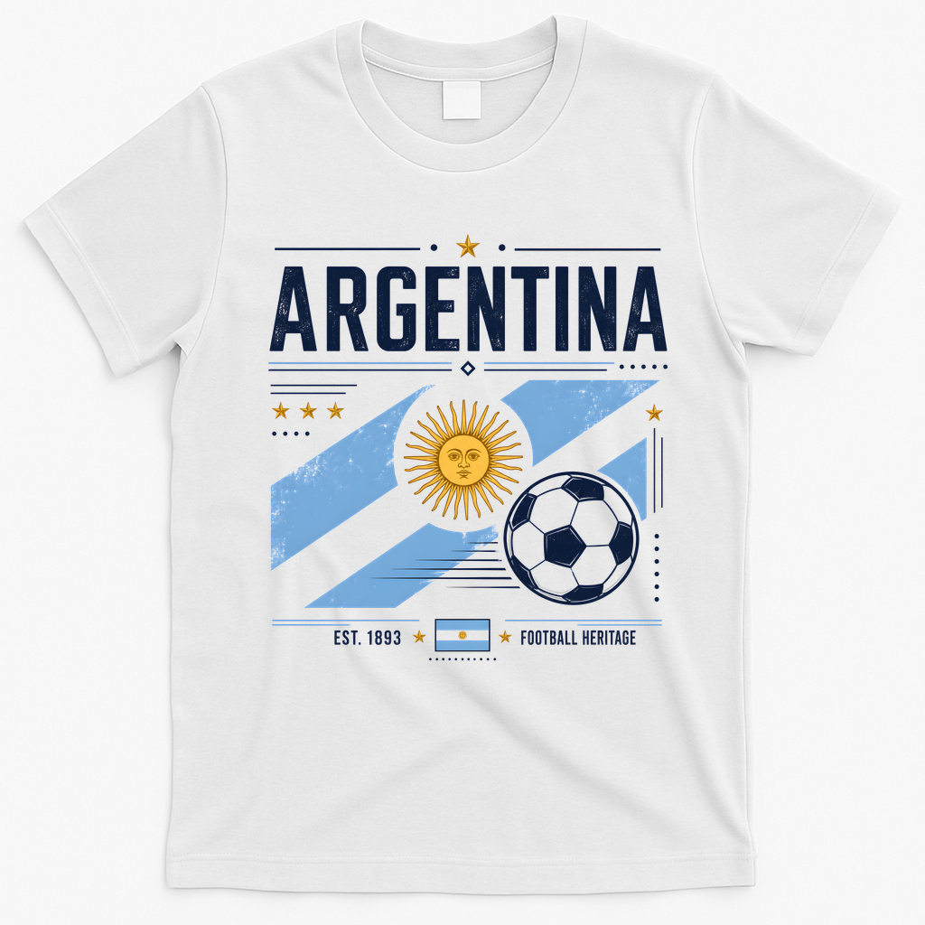 Argentina Football Heritage Vintage Soccer T-Shirt - White