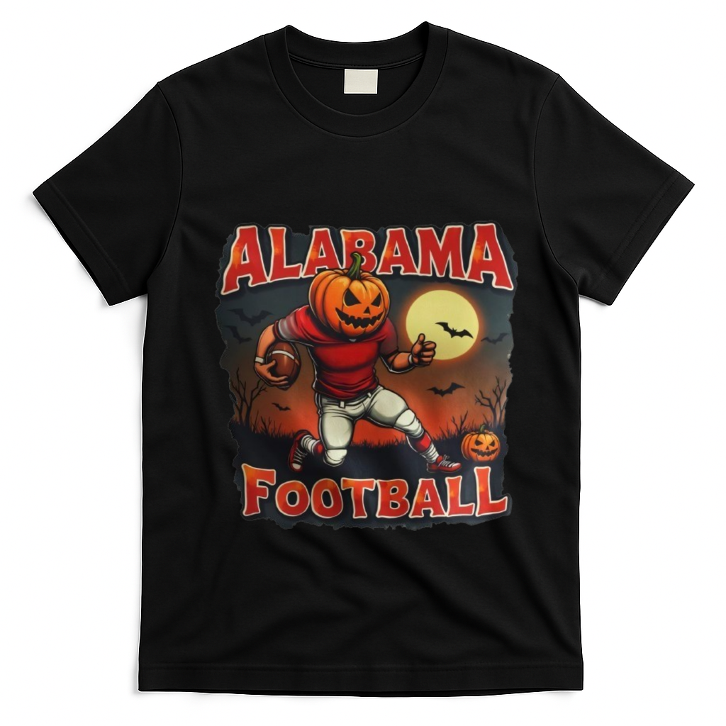 Alabama Football Halloween Pumpkin Player Spooky Alabama T-Shirt - Black