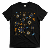 Autumn Fall Inspired Design Falling Leaves Nature Bird T-Shirt - Black