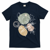 Abstract Floral Modern Botanical T-Shirt - Navy