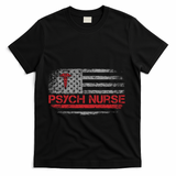 American Flag Psychiatric Nurse Rn Tal Health Psych Nurse Gift T-Shirt - Black