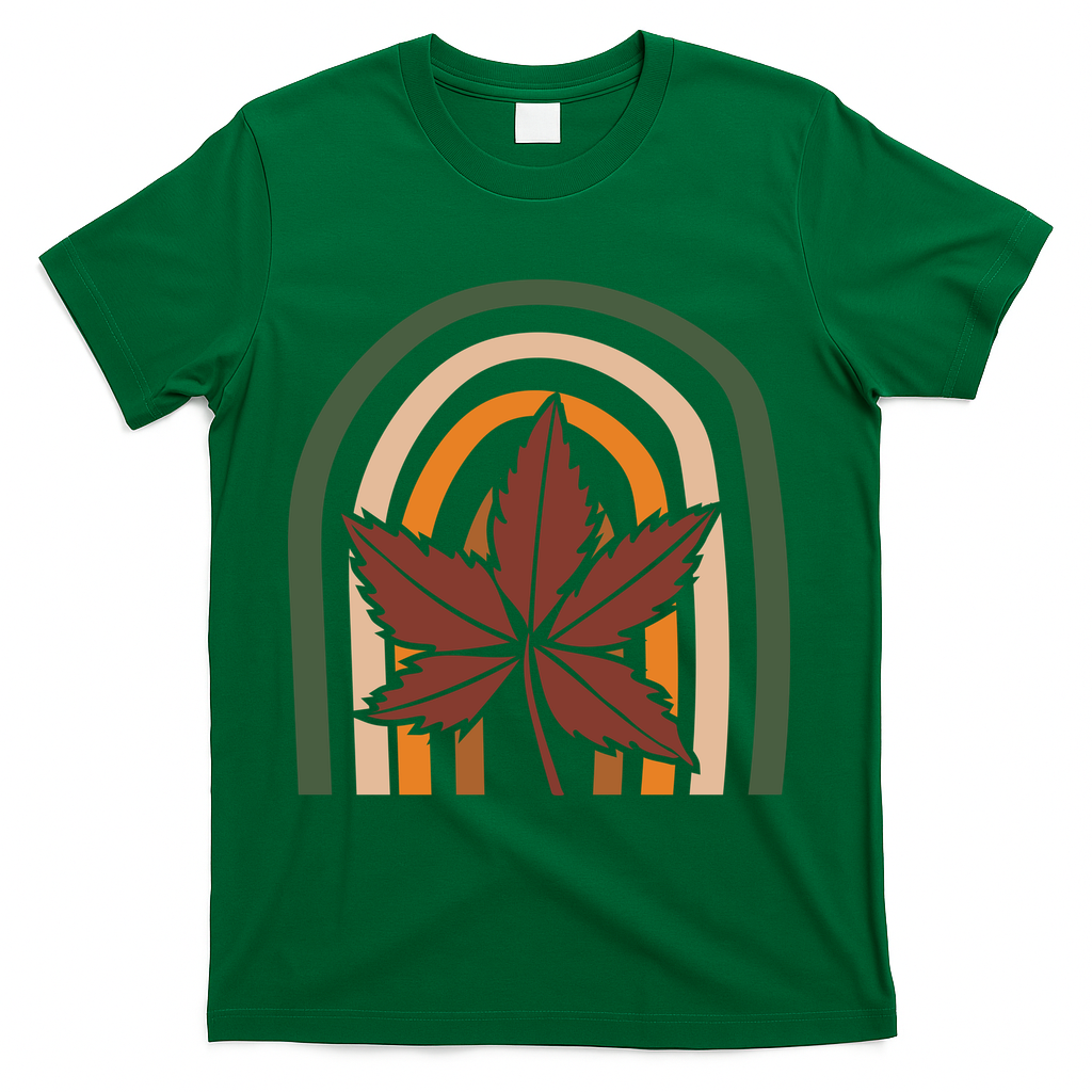 Autumn Fall Retro Rainbow T-Shirt - Green
