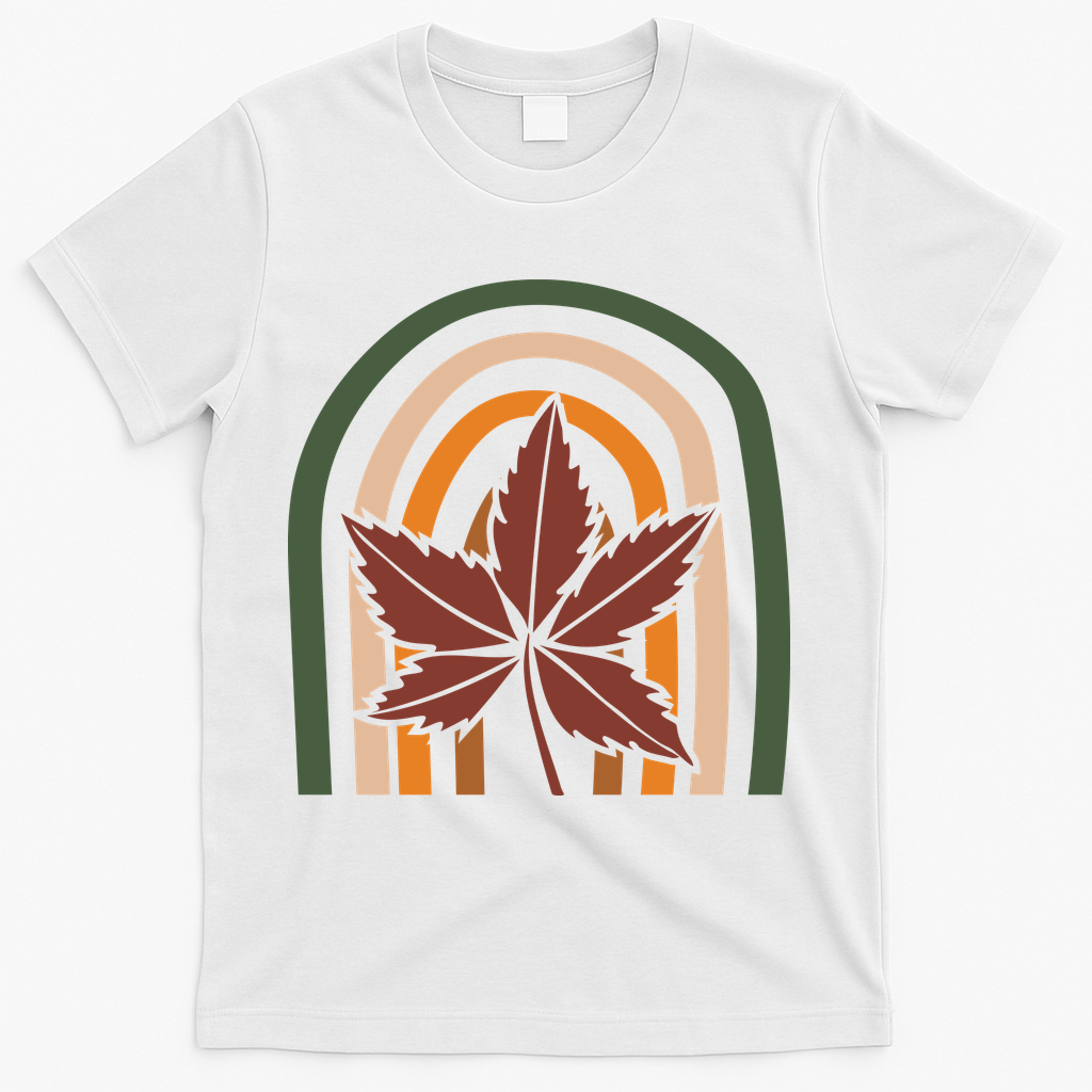 Autumn Fall Retro Rainbow T-Shirt - White