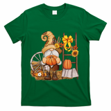 Autumn Fall Season Gnome Pumpkin Floral T-Shirt - Green