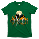Autumn Forest Trees & Moon Reflection Outdoor Nature Lover Long Sleeve  T-Shirt - Green