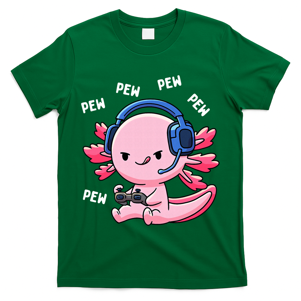 Axolotl Gaming Anime Video Game Pew Gamer T-Shirt