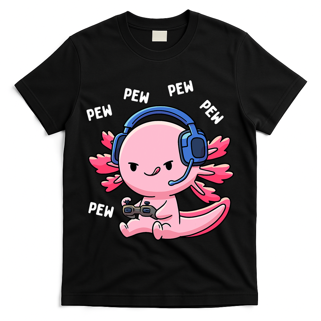 Axolotl Gaming Anime Video Game Pew Gamer T-Shirt