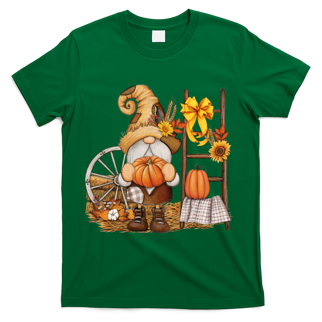 Autumn Gnome Cute Fall Season T-Shirt - Green