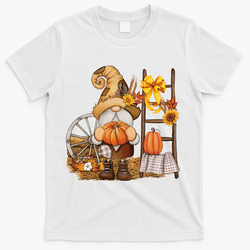 Autumn Gnome Cute Fall Season T-Shirt - White