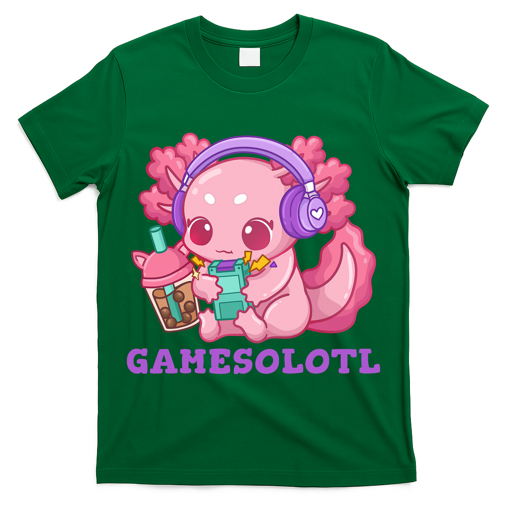 Axolotl Gaming Gamer Video Games Boba Tea Bubble Anime T-Shirt