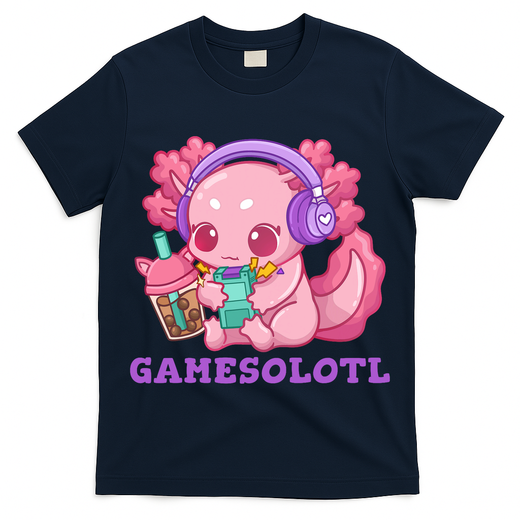 Axolotl Gaming Gamer Video Games Boba Tea Bubble Anime T-Shirt