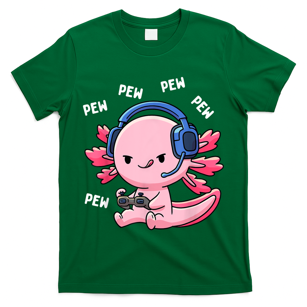 Axolotl Gaming Kids Boys Girls Anime Video Game Pew Gamer T-Shirt