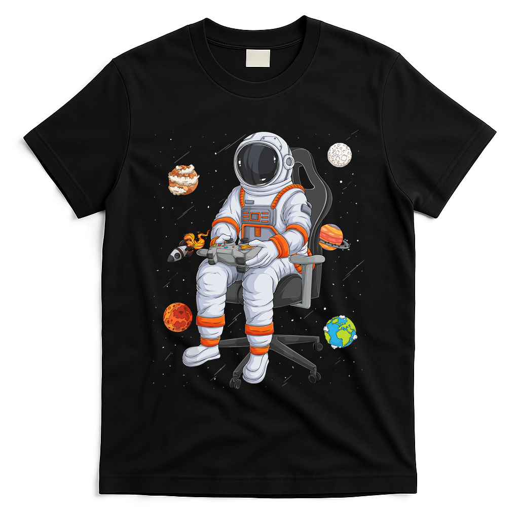 Astronaut Gamer Outer Space Gaming System Planets T-Shirt