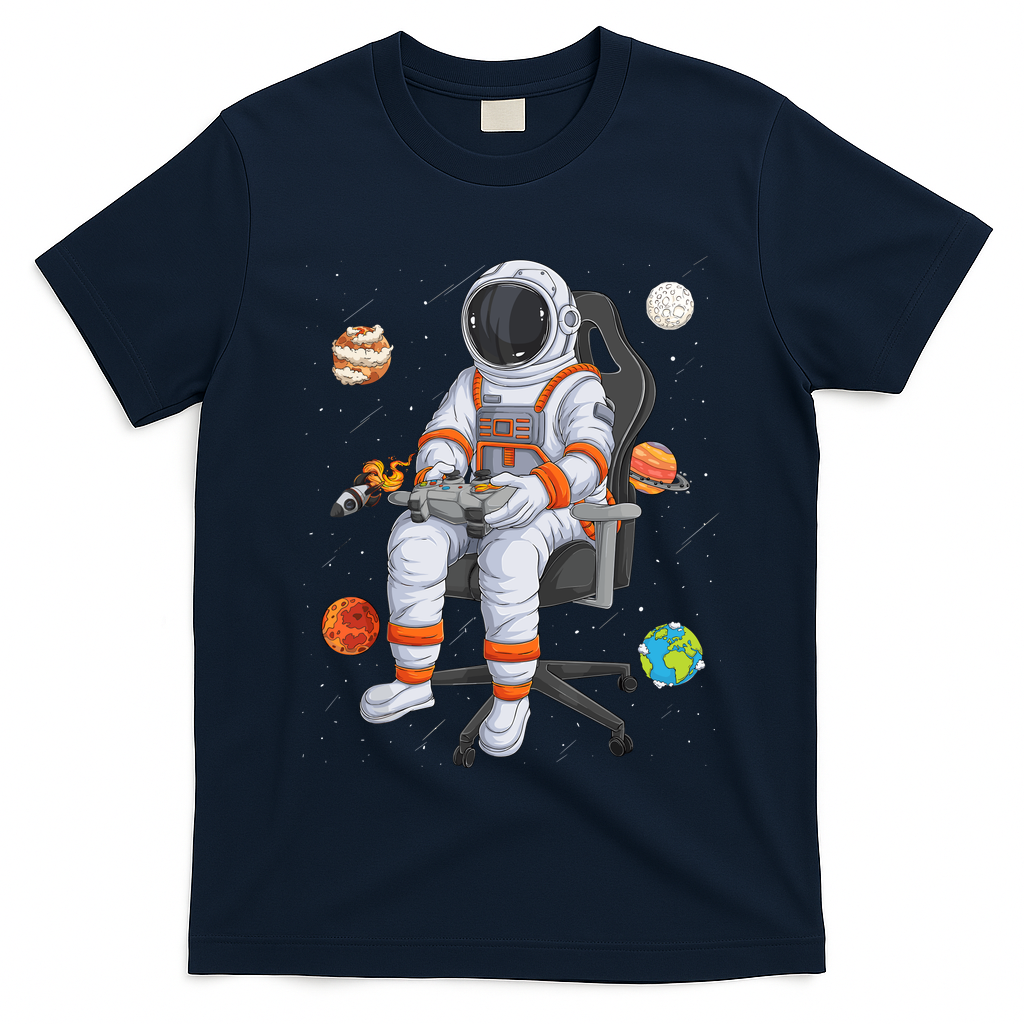 Astronaut Gamer Outer Space Gaming System Planets T-Shirt