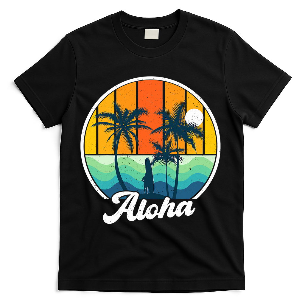 Aloha Hawaii Hawaiian Island Funny Summer T-Shirt - Black