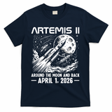 Artemis II Around The Moon And Back 2026 T-Shirt - Navy