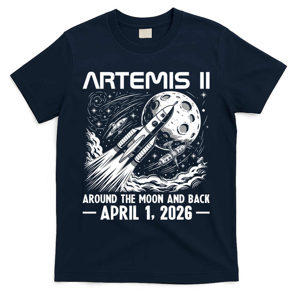Artemis II Around The Moon And Back 2026 T-Shirt - Navy