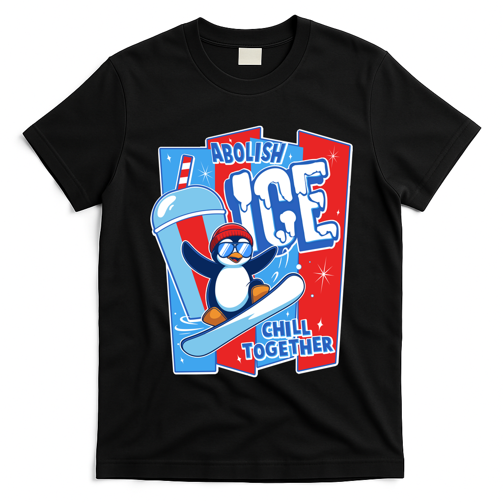 Anti ICE Abolish ICE Chill Together Penguin T-Shirt