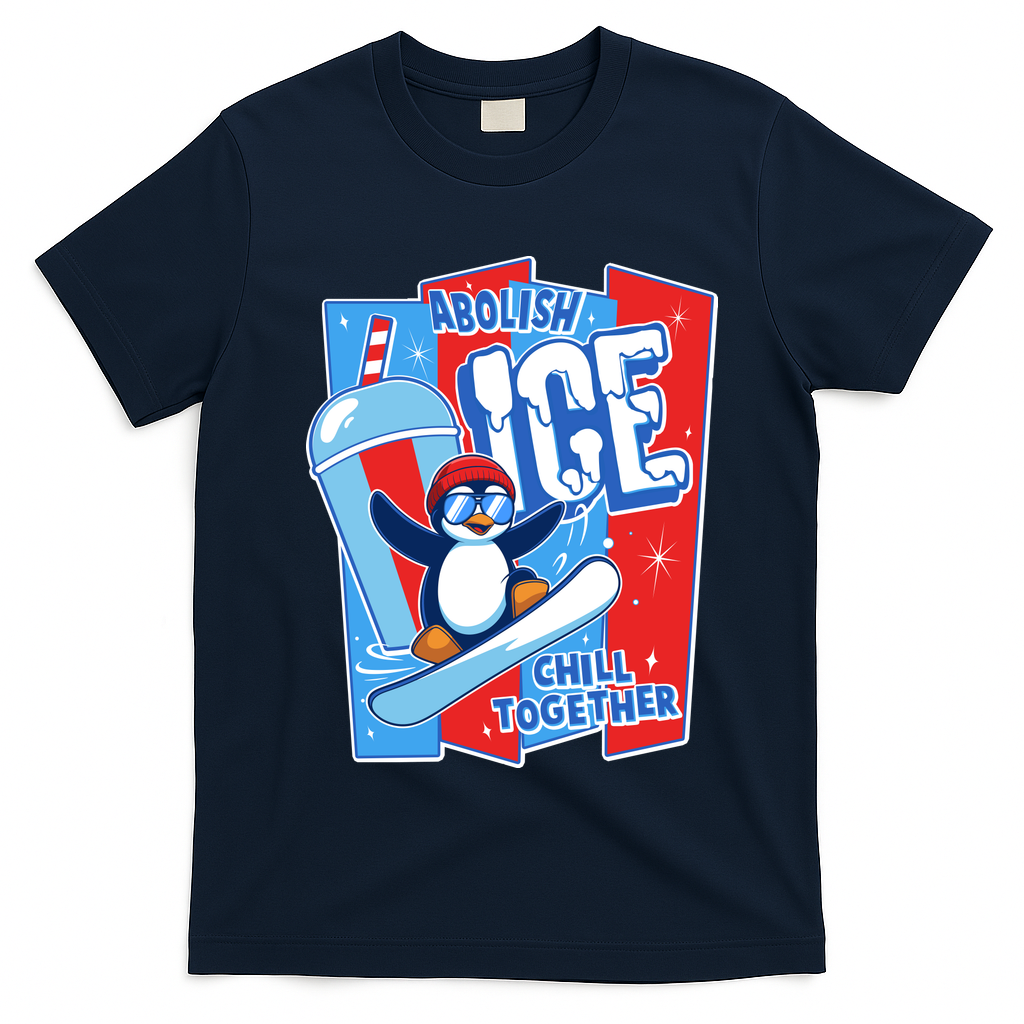 Anti ICE Abolish ICE Chill Together Penguin T-Shirt