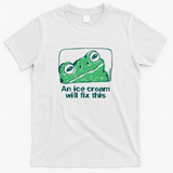An ice cream will fix this frog - White