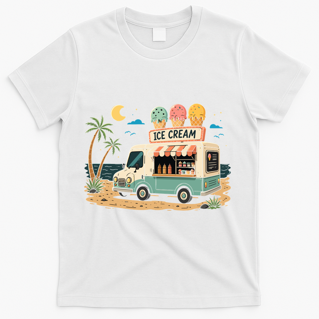 Arcade Ice Cream Truck Retro Summer 1980s T-Shirt - White