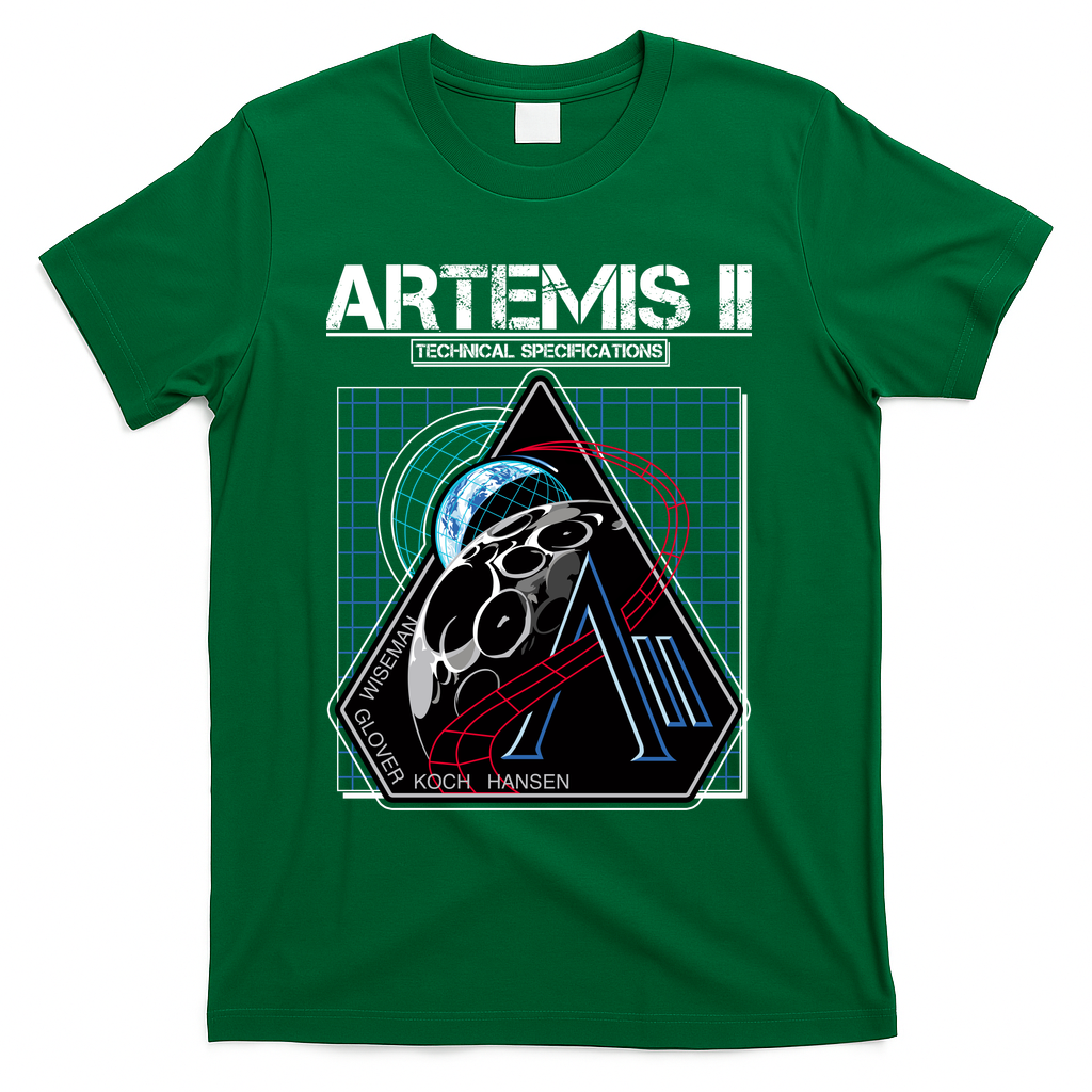 Artemis II Technical Specifications T-Shirt - Green