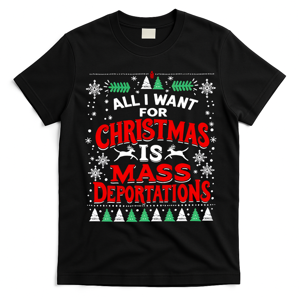 All I Want For Christmas Is Mass Deportation T-Shirt - Black